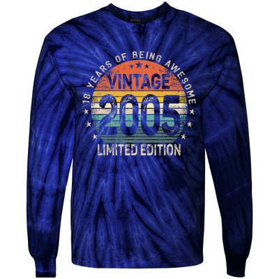 18 Years Old 2005 Vintage 18th Birthday Women Tie-Dye Long Sleeve Shirt