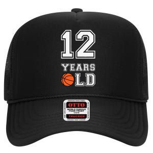 12 Years Old 12th Birthday Basketball Gift For Party Cute High Crown Mesh Back Trucker Hat