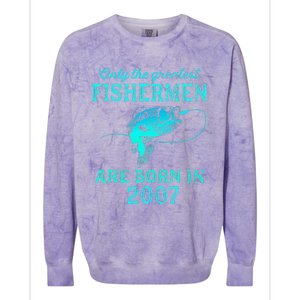 16 Years Old Fisherman Born In 2007 16th Birthday Colorblast Crewneck Sweatshirt