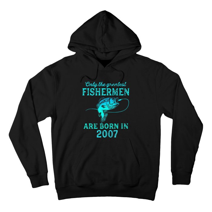 16 Years Old Fisherman Born In 2007 16th Birthday Hoodie