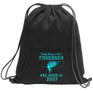 16 Years Old Fisherman Born In 2007 16th Birthday Sweatshirt Cinch Pack Bag