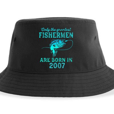 16 Years Old Fisherman Born In 2007 16th Birthday Sustainable Bucket Hat