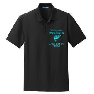 16 Years Old Fisherman Born In 2007 16th Birthday Dry Zone Grid Polo