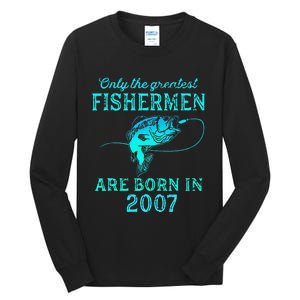 16 Years Old Fisherman Born In 2007 16th Birthday Tall Long Sleeve T-Shirt