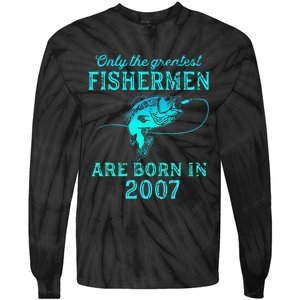 16 Years Old Fisherman Born In 2007 16th Birthday Tie-Dye Long Sleeve Shirt