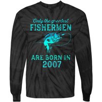 16 Years Old Fisherman Born In 2007 16th Birthday Tie-Dye Long Sleeve Shirt