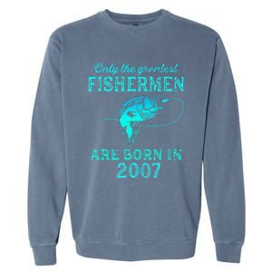 16 Years Old Fisherman Born In 2007 16th Birthday Garment-Dyed Sweatshirt