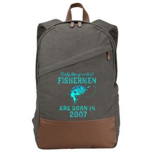 16 Years Old Fisherman Born In 2007 16th Birthday Cotton Canvas Backpack