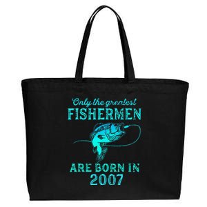 16 Years Old Fisherman Born In 2007 16th Birthday Cotton Canvas Jumbo Tote