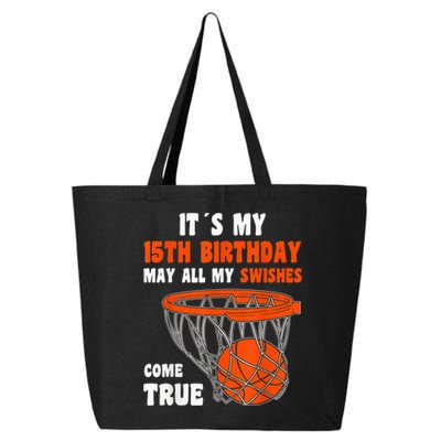 15 Year Old Happy 15th Birthday Basketball 15th Birthday 25L Jumbo Tote