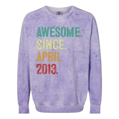 10 Years Old Awesome Since April 2013 10th Birthday Colorblast Crewneck Sweatshirt