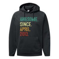 10 Years Old Awesome Since April 2013 10th Birthday Performance Fleece Hoodie