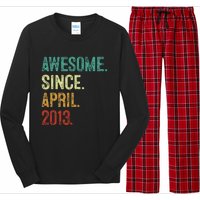 10 Years Old Awesome Since April 2013 10th Birthday Long Sleeve Pajama Set