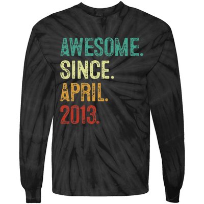 10 Years Old Awesome Since April 2013 10th Birthday Tie-Dye Long Sleeve Shirt