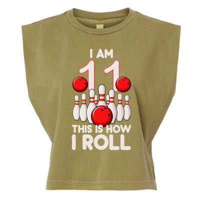 11 Year Old Bowling Party 11th Birthday Is How I Roll Garment-Dyed Women's Muscle Tee