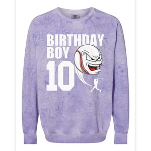 10 Year Old Baseball Birthday Party Theme 10th Gift For Boy Colorblast Crewneck Sweatshirt