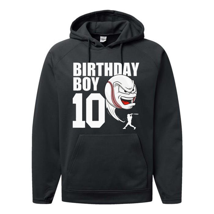 10 Year Old Baseball Birthday Party Theme 10th Gift For Boy Performance Fleece Hoodie