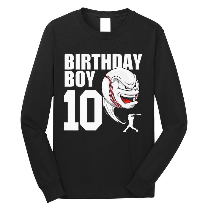 10 Year Old Baseball Birthday Party Theme 10th Gift For Boy Long Sleeve Shirt