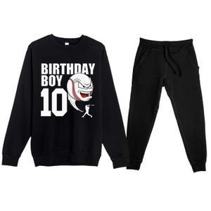 10 Year Old Baseball Birthday Party Theme 10th Gift For Boy Premium Crewneck Sweatsuit Set