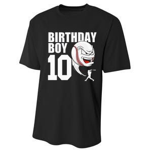 10 Year Old Baseball Birthday Party Theme 10th Gift For Boy Performance Sprint T-Shirt