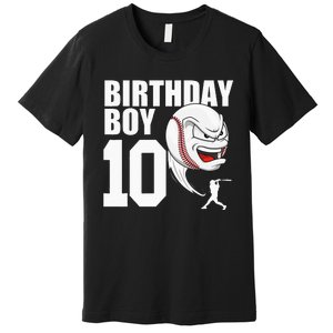 10 Year Old Baseball Birthday Party Theme 10th Gift For Boy Premium T-Shirt