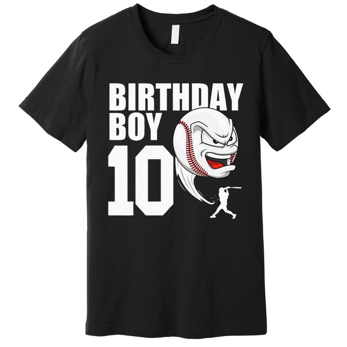 10 Year Old Baseball Birthday Party Theme 10th Gift For Boy Premium T-Shirt