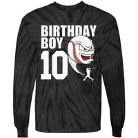 10 Year Old Baseball Birthday Party Theme 10th Gift For Boy Tie-Dye Long Sleeve Shirt