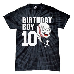 10 Year Old Baseball Birthday Party Theme 10th Gift For Boy Tie-Dye T-Shirt