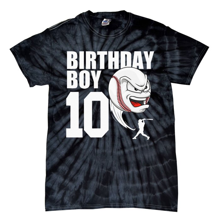 10 Year Old Baseball Birthday Party Theme 10th Gift For Boy Tie-Dye T-Shirt