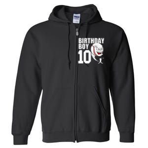 10 Year Old Baseball Birthday Party Theme 10th Gift For Boy Full Zip Hoodie