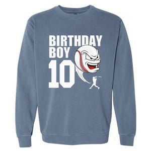 10 Year Old Baseball Birthday Party Theme 10th Gift For Boy Garment-Dyed Sweatshirt