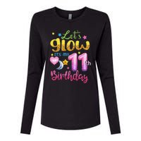 11 Years Old Let's Glow It's My 11th Birthday Womens Cotton Relaxed Long Sleeve T-Shirt