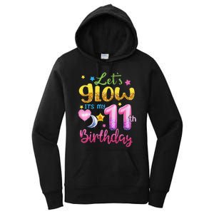 11 Years Old Let's Glow It's My 11th Birthday Women's Pullover Hoodie