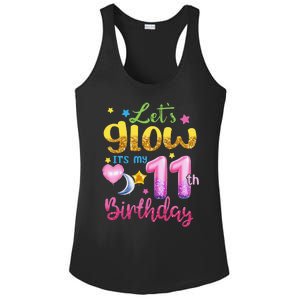 11 Years Old Let's Glow It's My 11th Birthday Ladies PosiCharge Competitor Racerback Tank