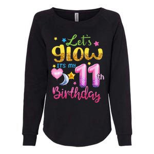 11 Years Old Let's Glow It's My 11th Birthday Womens California Wash Sweatshirt