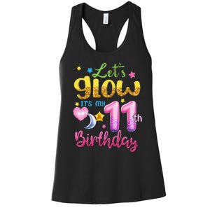 11 Years Old Let's Glow It's My 11th Birthday Women's Racerback Tank