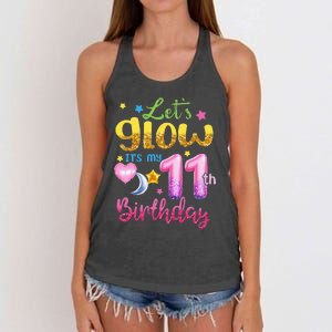 11 Years Old Let's Glow It's My 11th Birthday Women's Knotted Racerback Tank