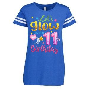 11 Years Old Let's Glow It's My 11th Birthday Enza Ladies Jersey Football T-Shirt