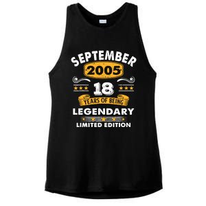 18 Years Old Legend Since September 2005 18th Birthday Gifts Ladies PosiCharge Tri-Blend Wicking Tank