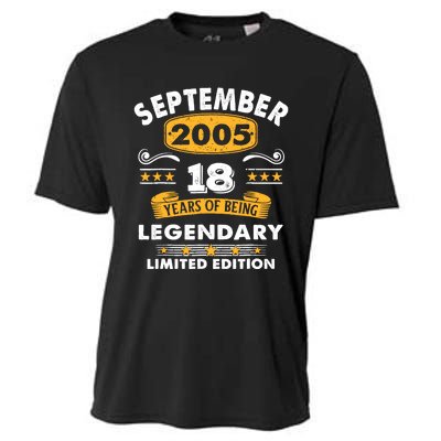 18 Years Old Legend Since September 2005 18th Birthday Gifts Cooling Performance Crew T-Shirt