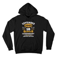 18 Years Old Legend Since September 2005 18th Birthday Gifts Hoodie