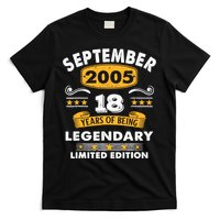 18 Years Old Legend Since September 2005 18th Birthday Gifts T-Shirt