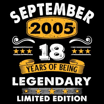 18 Years Old Legend Since September 2005 18th Birthday Gifts T-Shirt