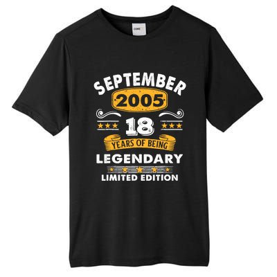 18 Years Old Legend Since September 2005 18th Birthday Gifts Tall Fusion ChromaSoft Performance T-Shirt