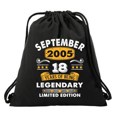 18 Years Old Legend Since September 2005 18th Birthday Gifts Drawstring Bag