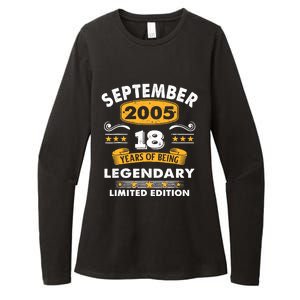 18 Years Old Legend Since September 2005 18th Birthday Gifts Womens CVC Long Sleeve Shirt