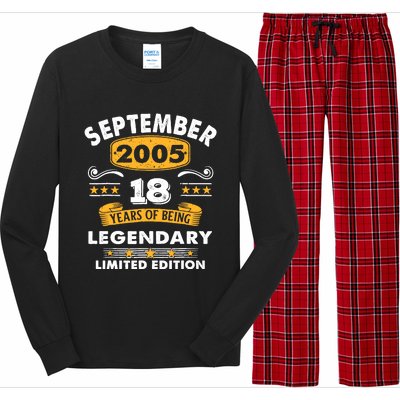 18 Years Old Legend Since September 2005 18th Birthday Gifts Long Sleeve Pajama Set