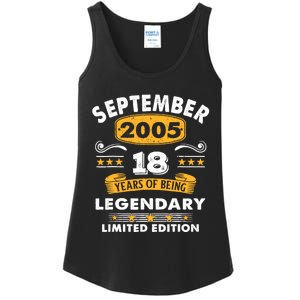 18 Years Old Legend Since September 2005 18th Birthday Gifts Ladies Essential Tank