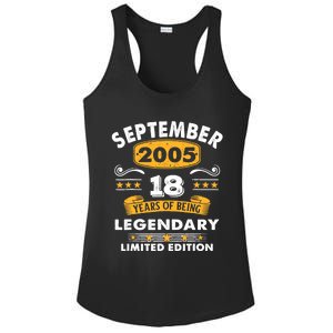 18 Years Old Legend Since September 2005 18th Birthday Gifts Ladies PosiCharge Competitor Racerback Tank