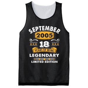 18 Years Old Legend Since September 2005 18th Birthday Gifts Mesh Reversible Basketball Jersey Tank